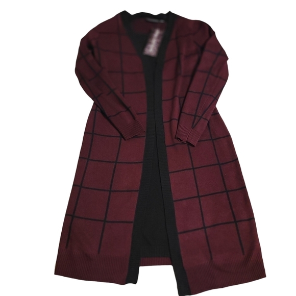 Nina Leonard women's  Dress/Cardigan  in Deep Wine/Black Medium  NWT - Picture 3 of 12